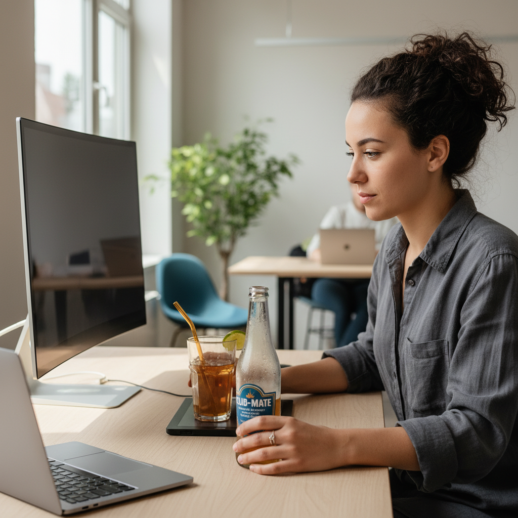 Creative professional energized by Club-Mate, a professional use case built on natural yerba mate and clean caffeine