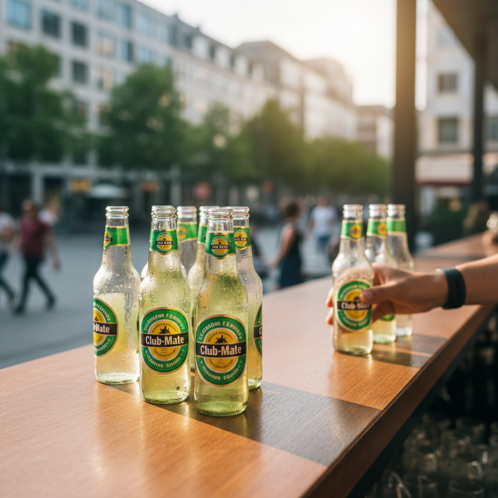 Club-Mate sparkling yerba mate bottles showcasing service availability for health-conscious consumers in Dubai and the UAE